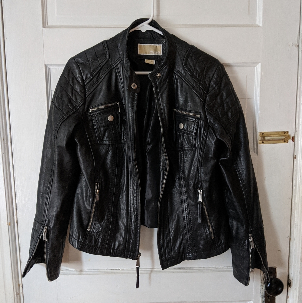 Michael Kors leather moto jacket
